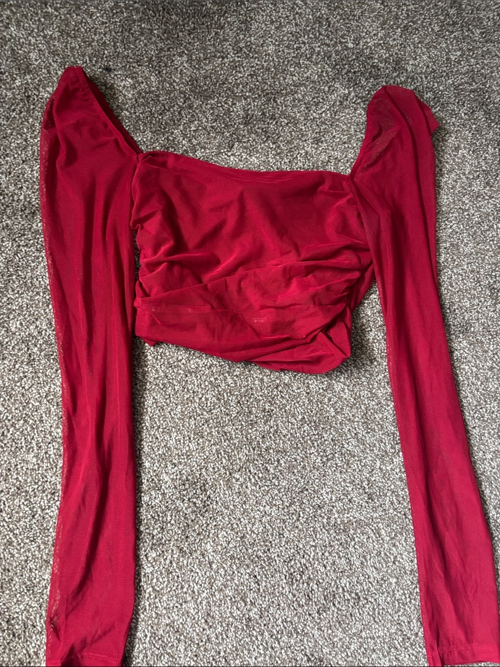 Princess Polly Red Ruched Long-Sleeve Crop Top
